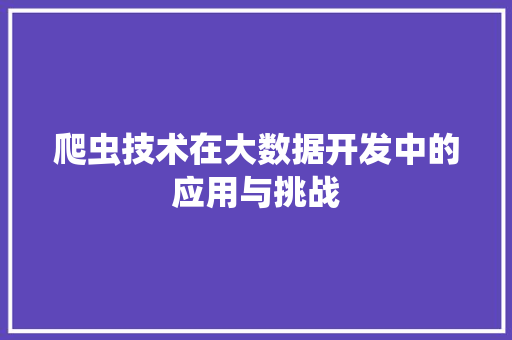 爬虫技术在大数据开发中的应用与挑战