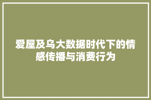 爱屋及乌大数据时代下的情感传播与消费行为
