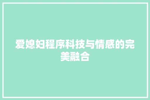 爱媳妇程序科技与情感的完美融合