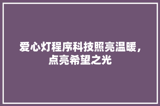 爱心灯程序科技照亮温暖，点亮希望之光