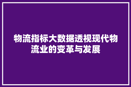 物流指标大数据透视现代物流业的变革与发展