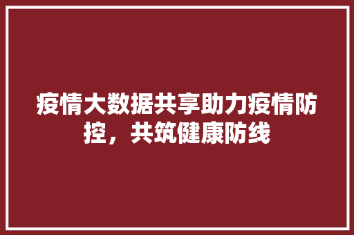 疫情大数据共享助力疫情防控，共筑健康防线