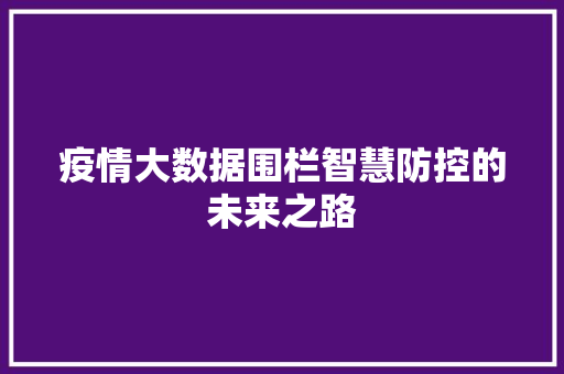 疫情大数据围栏智慧防控的未来之路