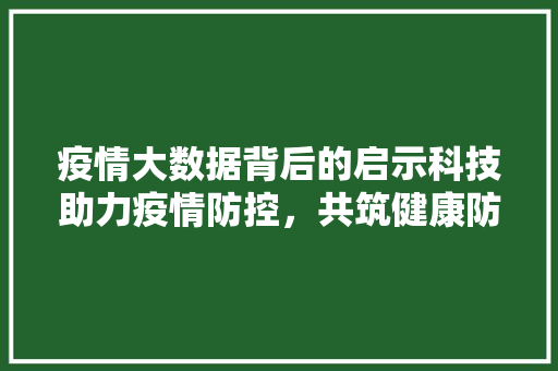 疫情大数据背后的启示科技助力疫情防控，共筑健康防线
