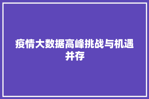 疫情大数据高峰挑战与机遇并存