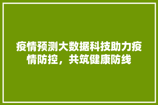 疫情预测大数据科技助力疫情防控，共筑健康防线