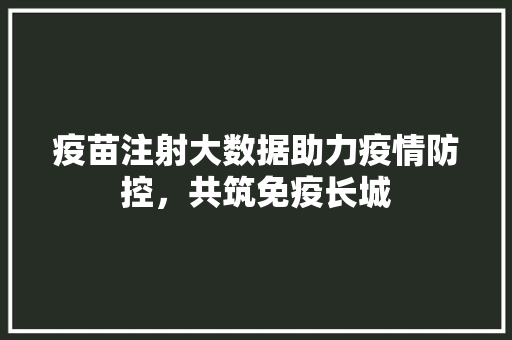 疫苗注射大数据助力疫情防控，共筑免疫长城