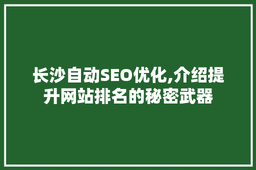 长沙自动SEO优化,介绍提升网站排名的秘密武器 MySQL