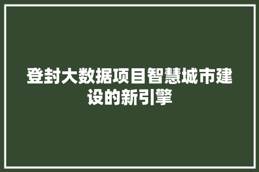 登封大数据项目智慧城市建设的新引擎