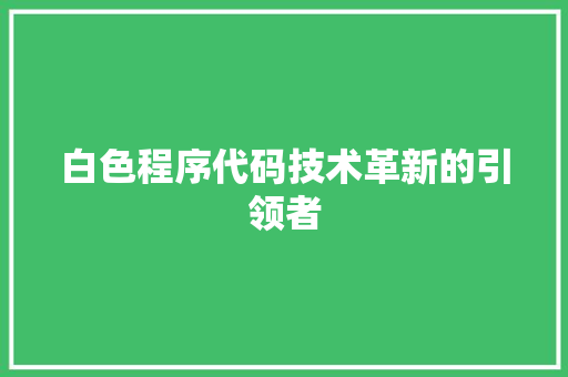 白色程序代码技术革新的引领者