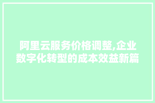 阿里云服务价格调整,企业数字化转型的成本效益新篇章 项目报告