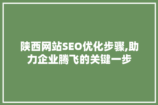 陕西网站SEO优化步骤,助力企业腾飞的关键一步 MySQL