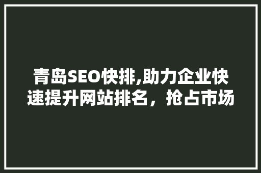 青岛SEO快排,助力企业快速提升网站排名，抢占市场先机 后端技术