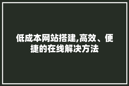 低成本网站搭建,高效、便捷的在线解决方法 商务信函