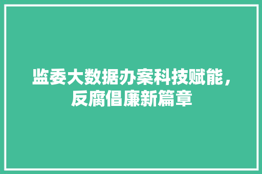 监委大数据办案科技赋能，反腐倡廉新篇章
