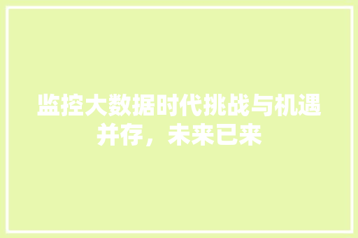 监控大数据时代挑战与机遇并存，未来已来