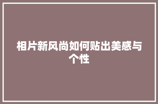 相片新风尚如何贴出美感与个性