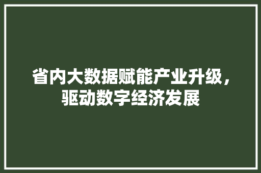 省内大数据赋能产业升级，驱动数字经济发展