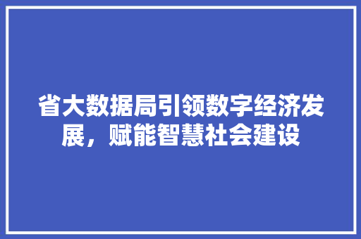 省大数据局引领数字经济发展，赋能智慧社会建设