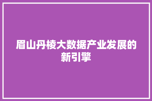 眉山丹棱大数据产业发展的新引擎