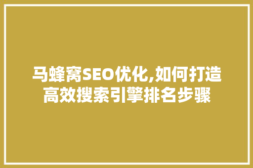 马蜂窝SEO优化,如何打造高效搜索引擎排名步骤 项目报告