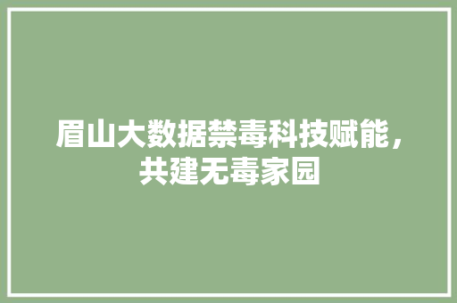 眉山大数据禁毒科技赋能，共建无毒家园