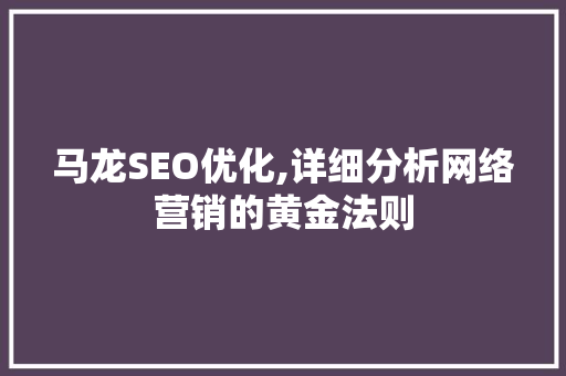 马龙SEO优化,详细分析网络营销的黄金法则