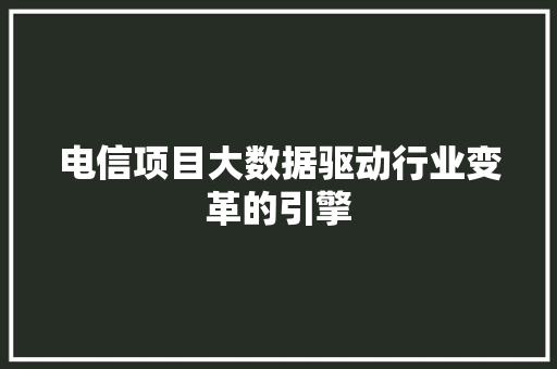 电信项目大数据驱动行业变革的引擎