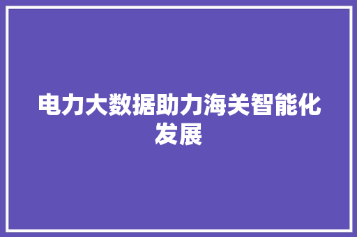 电力大数据助力海关智能化发展