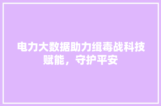 电力大数据助力缉毒战科技赋能，守护平安