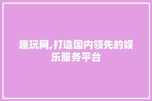 趣玩网,打造国内领先的娱乐服务平台 市场营销范文
