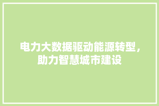 电力大数据驱动能源转型，助力智慧城市建设