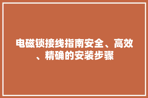 电磁锁接线指南安全、高效、精确的安装步骤