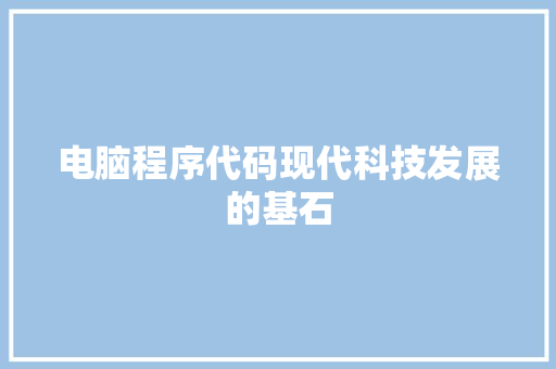 电脑程序代码现代科技发展的基石