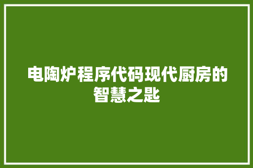 电陶炉程序代码现代厨房的智慧之匙