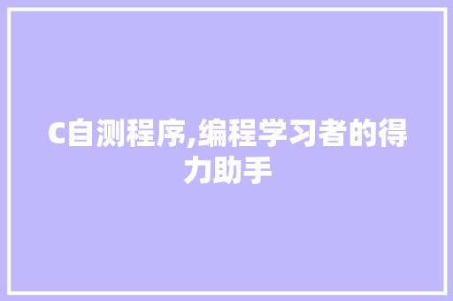C自测程序,编程学习者的得力助手