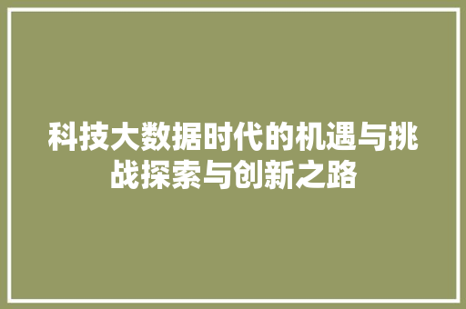 科技大数据时代的机遇与挑战探索与创新之路