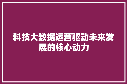 科技大数据运营驱动未来发展的核心动力