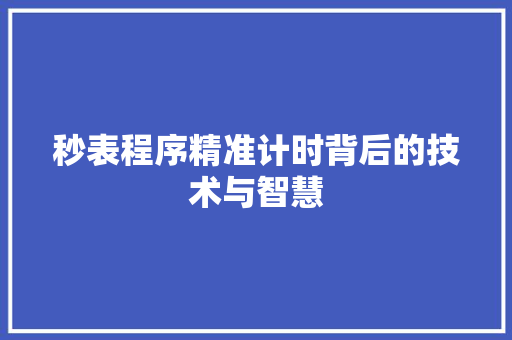 秒表程序精准计时背后的技术与智慧