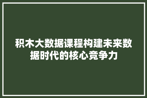 积木大数据课程构建未来数据时代的核心竞争力