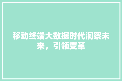 移动终端大数据时代洞察未来，引领变革