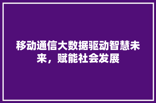移动通信大数据驱动智慧未来，赋能社会发展