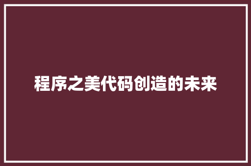 程序之美代码创造的未来