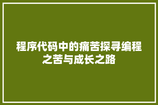 程序代码中的痛苦探寻编程之苦与成长之路