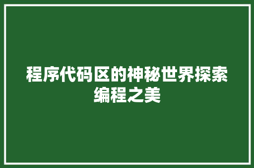 程序代码区的神秘世界探索编程之美