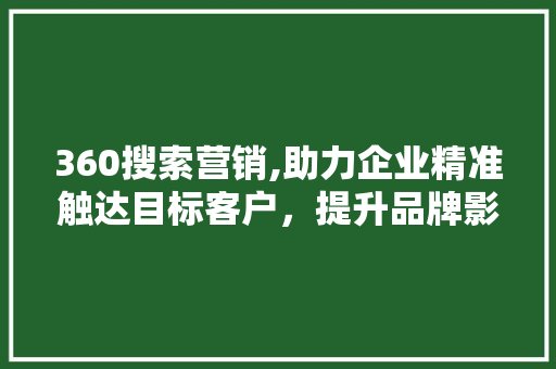360搜索营销,助力企业精准触达目标客户，提升品牌影响力 后端技术