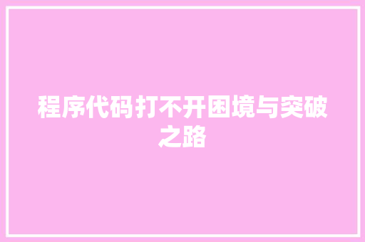 程序代码打不开困境与突破之路