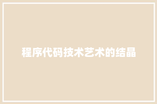 程序代码技术艺术的结晶