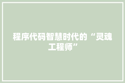 程序代码智慧时代的“灵魂工程师”