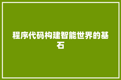 程序代码构建智能世界的基石